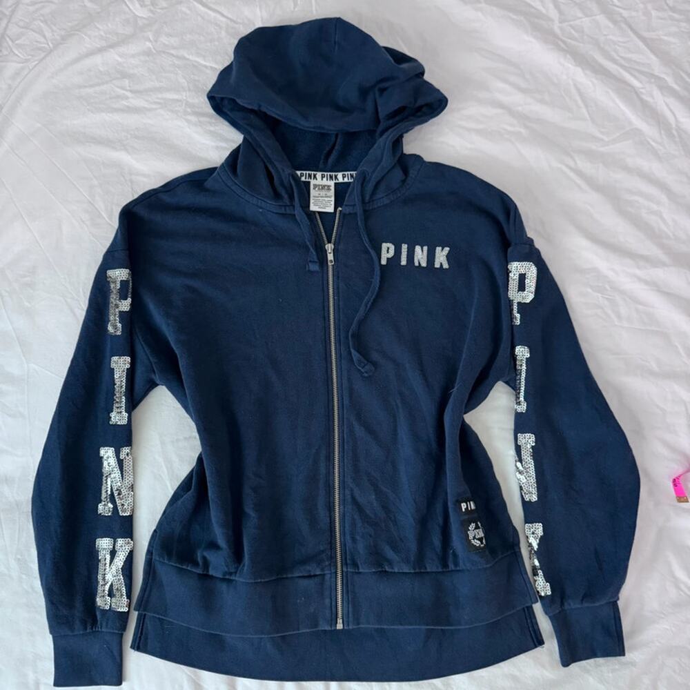 2000s VS Pink Glitter Zip Up